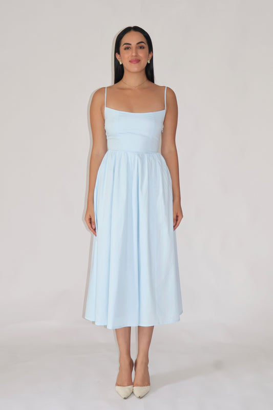 Powder Blue Strappy Flare Dress – ZIA
