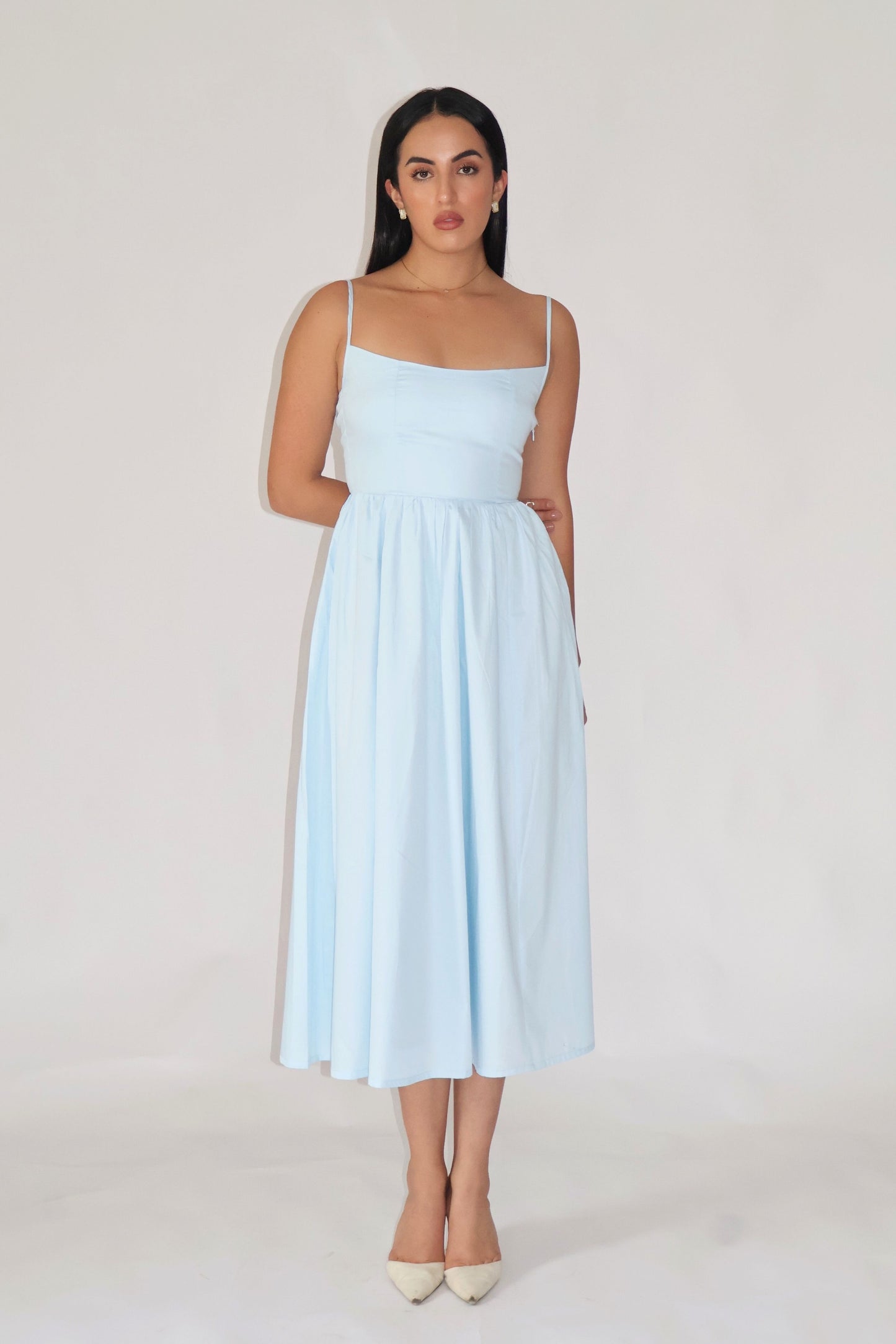 Powder Blue Strappy Flare Dress – ZIA