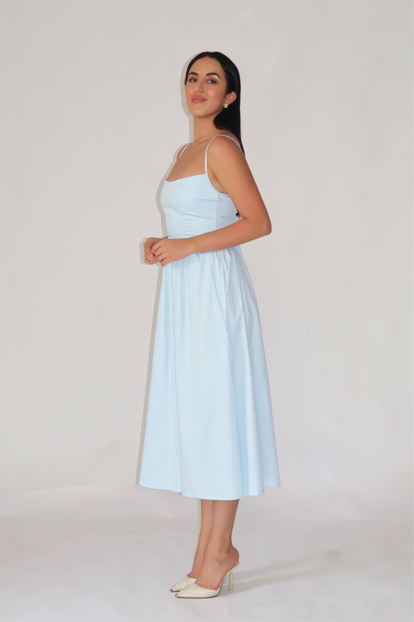 Powder Blue Strappy Flare Dress – ZIA