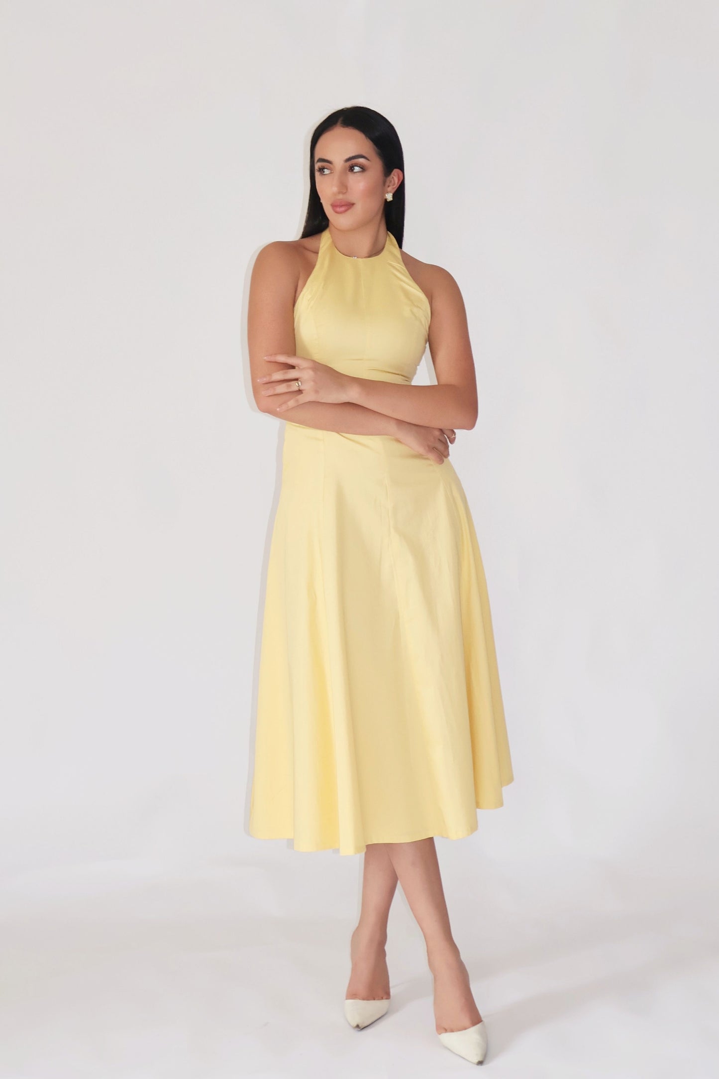 Butter Yellow Halter Neck Dress – LILY