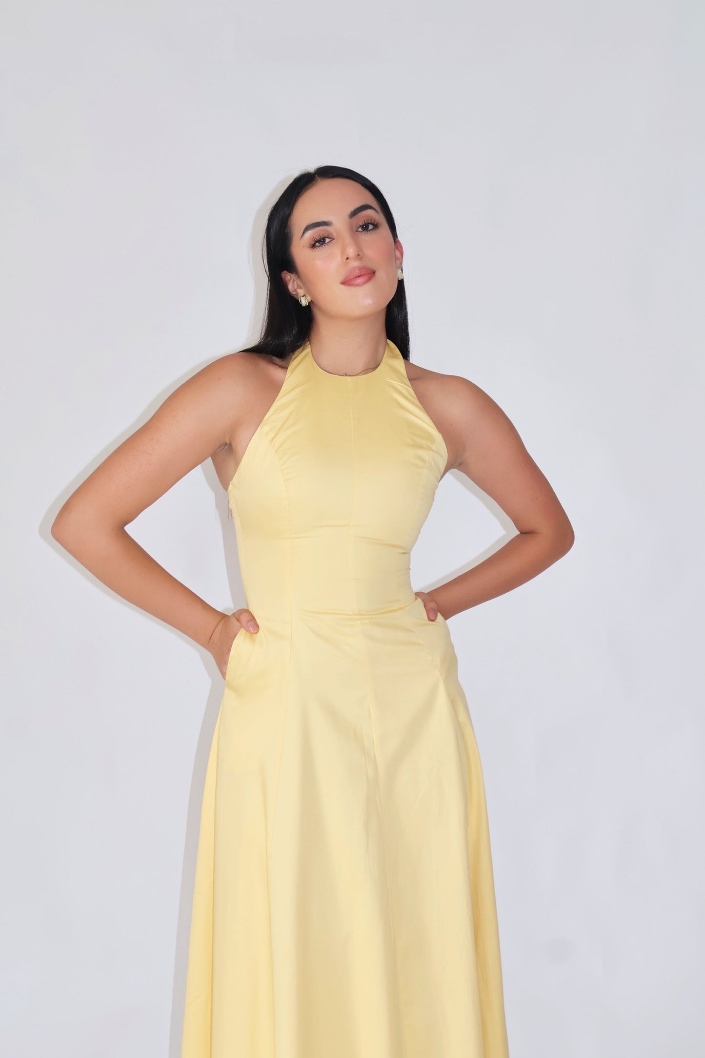 Butter Yellow Halter Neck Dress – LILY