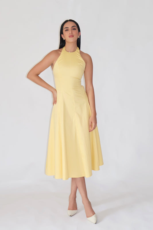 Butter Yellow Halter Neck Dress – LILY
